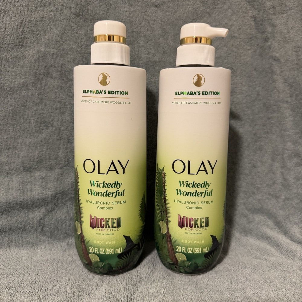 Olay x Wicked Body Wash Elphaba's Edition Cashmere Woods & Lime 2x Bottles 20oz